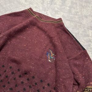 Men's Burgundy Sweater with Embroidered Detail
